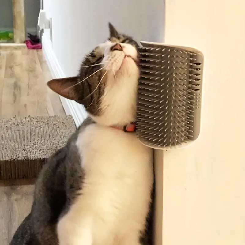 Multi-Size Wall Hanging Cat Groomer with Massage Comb - Durable, Space-Saving, Easy-Install for Cats & Small Dogs Grooming Tools