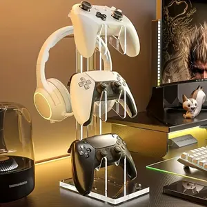 Three-Layer Acrylic Game Controller Stand, Desktop Display Rack, Portable Clip Design, Office Desk Organizer, Modern Storage Box, Acrylic Display Risers
