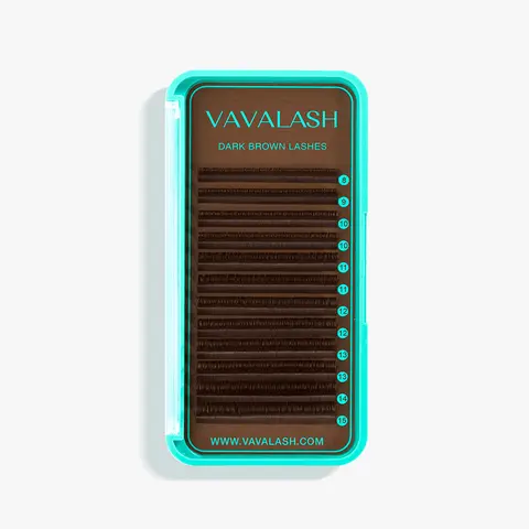 VAVALASH Premium Korean Cosmetic D Curl Dark Brown Volume Eyelash Extensions Tray, 0.07mm Thickness, 8-15mm Mixed Lengths, Lightweight Flawless Durable DIY Individual Lash Extensions for Makeup