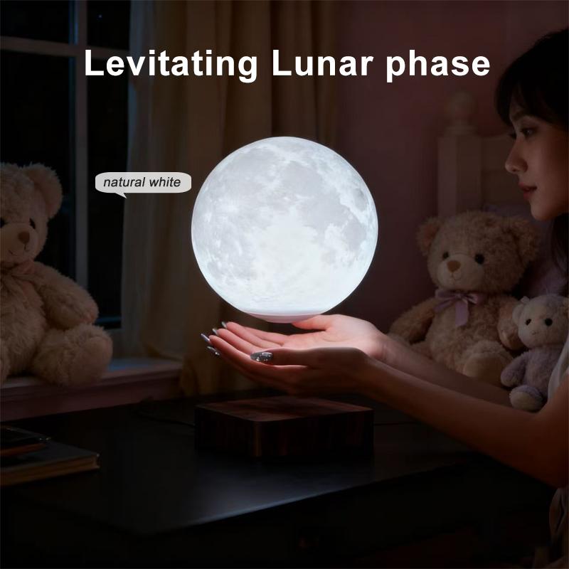 Magnetic Floating Moon Lamp - Levitating 3D Moon Night Light with 3 Color Modes, Spins Freely in Air, Cool Tech Gadget for Home Office Desk Decor, Bedroom Night Light, Unique Gift for Women, Kids, Birthday, Christmas