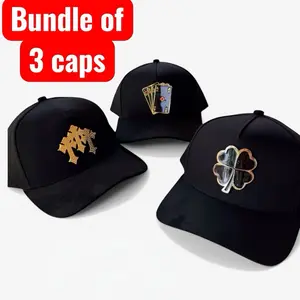 Bundle of 3 caps SnapBack Black Suede visor