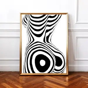 Black and White Abstract Female Body Poster Print - Fade Resistant, High Color Fastness Abstract Art, Decorative Minimalist Modern Wall Decor with Mount, Monochrome Feminine Silhouette for Indoor Bedroom, Living Room