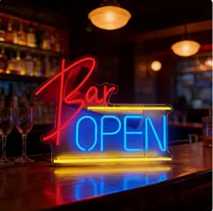 THIIXDAI Bar Open Neon Sign for Wall Decor, USB Powered LED Bar Signs Lights with Dimmable for Man Cave Pub Bistro Man Cave Party