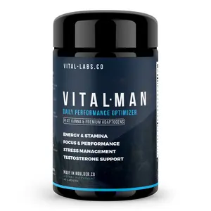 VITAL-MAN Daily Performance Optimizer with Kanna & Premium Adaptogens for Energy Stamina Focus & Performance Stress Management