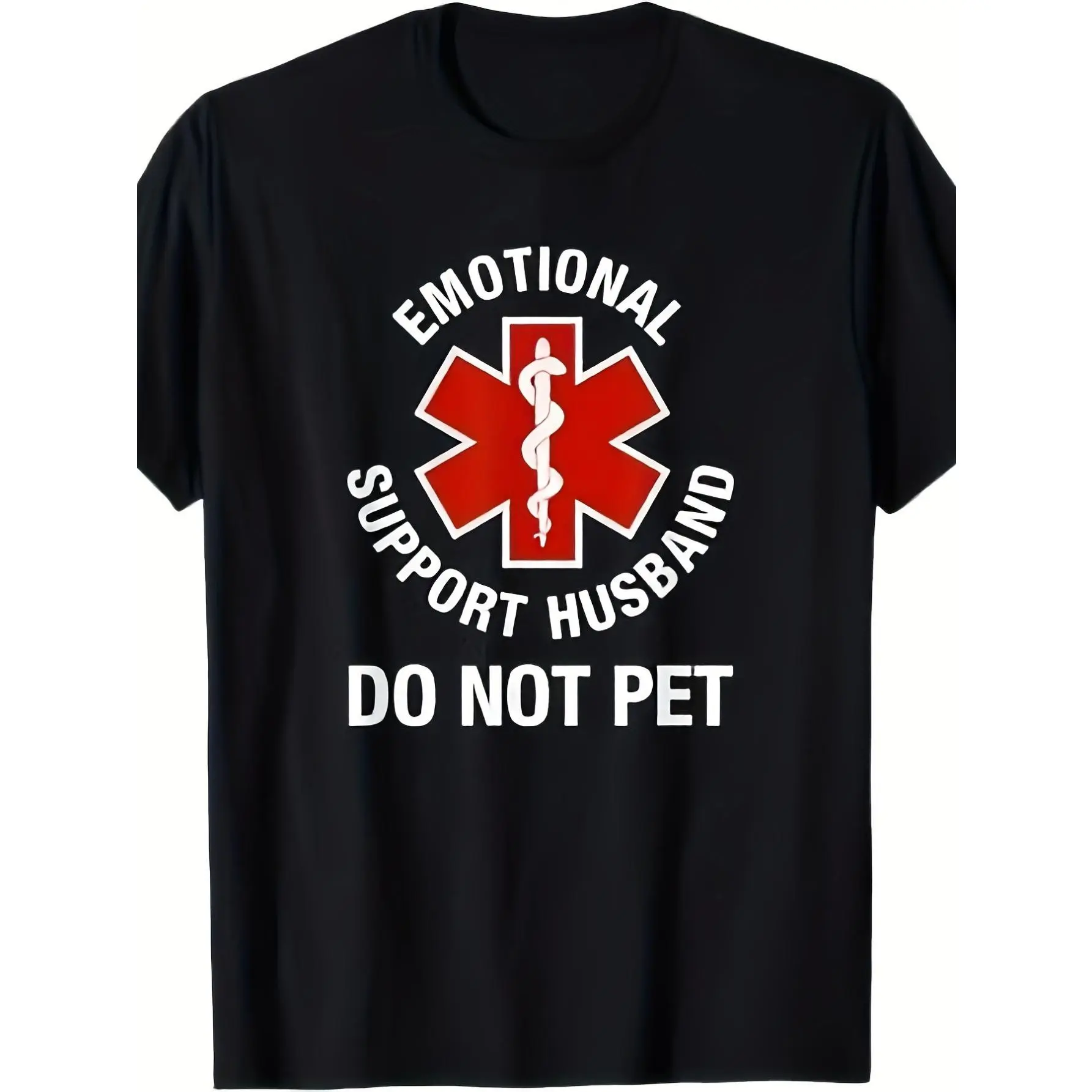 Men's Fun "Emotional Support Husband" Case T-Shirt - 100% Cotton Black T-Shirt, White, Durable, Shirt, Washable, Wear T-Shirt |     Nifty Shape T-Shirt |     Transparent Fabric