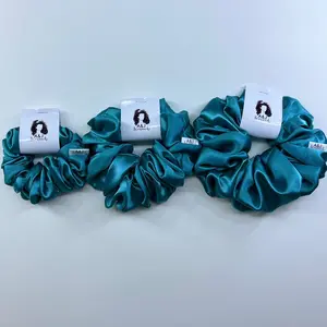 A&J Scrunch Teal Satin Scrunchies