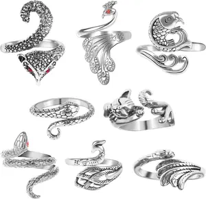 8 Pcs Adjustable Knitting Crochet Loop Ring Braided Knitting Ring Yarn Guide Finger Holder Knitting Thimble Ring Adjustable Colored Open Ring for Knitting Handmade Crafts, 8 Styles (2cm/ 0.79 Inch)