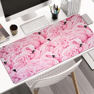 Pink Flamingo Pattern Mouse Pad, 1 Count Gaming E-sports Computer Thickened Mouse Pad, Washable Mouse Pad for Home & Office