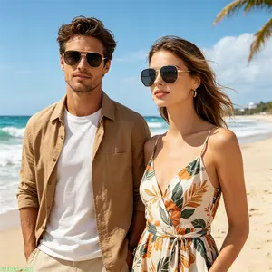 Aviator Style Eyeglasses, Unisex Polished Gold Metal Frame Glasses For Professional Settings And Casual Outings