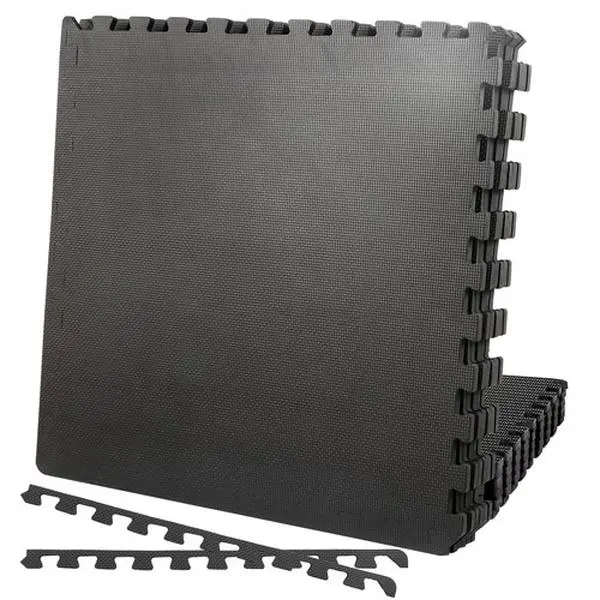 Zeny 6-Piece EVA Foam Cushioning Puzzle Floor Mats - 24in×24in Easily Assembled, Non-Slip, Waterproof Textile Mat for Gym, Household Workout Use, Black