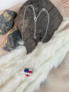 Handmade Sterling Silver 4th Of July Collection: Rosarita with Lapis and White Buffalo Heart Necklace "Signed Nizhoni"