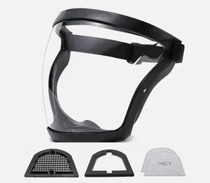 Full Face Protective Mask Anti-Fog Shield Safety Transparent Super Head Cover with PM2.5 Filter and Ventilation Holes
