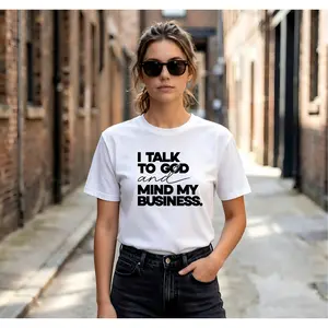 Speak With God And Mind My Business Black Cotton Tee Women Bold Statement Design Top Tshirt streetwear graphic good short-sleeved t-shirt vintage graphic tee t-shirt suitable summer favorite trendy t-shirt short-sleeve gift print