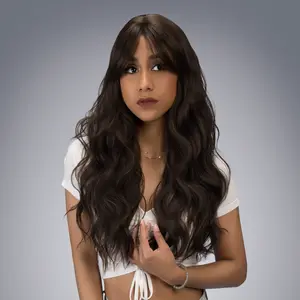23-Inch Neutral Dark Brown Wavy Synthetic Wig | 【Heat Resistant】【Cap Included】 | 43FSGB