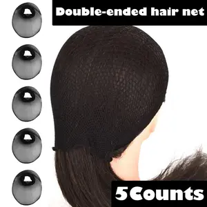 5 Counts Universal Hairnets & Styling Tools, Black Mesh Caps and Styling Dome, Breathable Hairnets for Professional Use