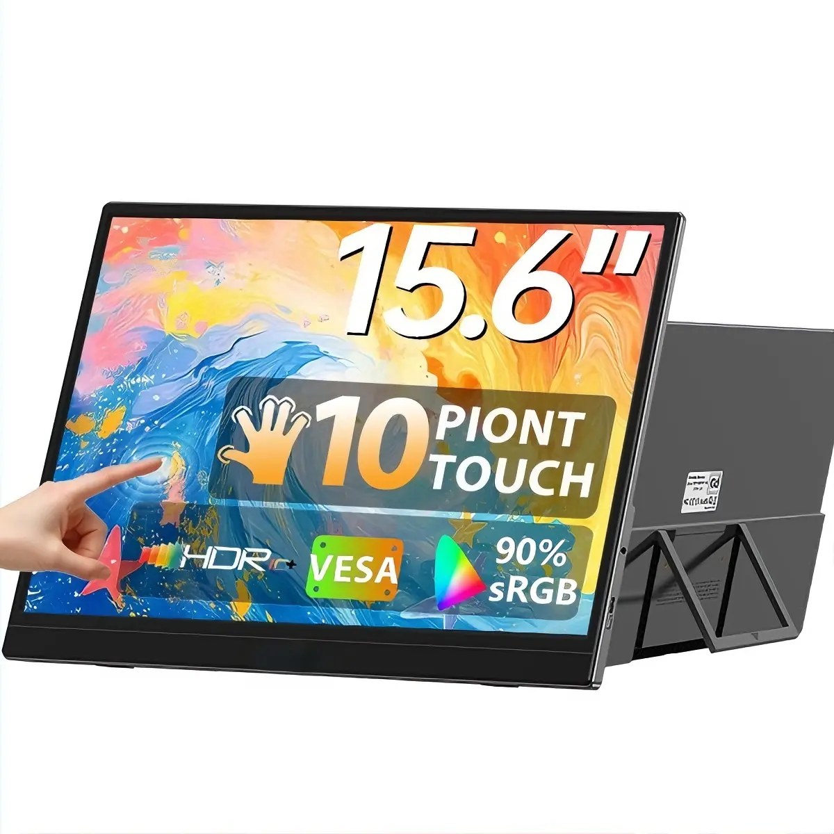 ScreenHub 15.6" Portable Touch Monitor, 10-Point Touch FHD 1080P IPS External Display, Drawing Writing Screen for Laptop, Phone, Gaming & Content Creation