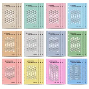 6 Hole Budget Tracker, 48pcs/set Money Saving Challenge Tracker, Savings Challenge Planner, Budget Planner Insert for Budget & Monthly Financial Planning