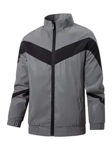 Men's Spring & Fall Reflective Windbreaker Jacket, Casual Slim-Fit Coat, Solid Pattern, Nighttime Wear, Comfortable Outerwear