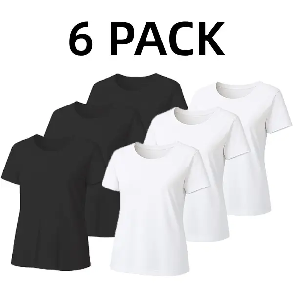 6 Pack Basic Cotton T Shirts for Women Men  Cotton 180g Lightweight Oversized T, Casual Streetwear Everyday Outfit Tops, Unisex Summer Layering Essentials