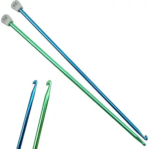 2Pcs Tunisian Crochet Hook 6.5mm 7mm,Extra Long Crochet Hook 13.8in Afghan Crochet Needles Aluminum Tunisian Crochet for Crocheting＆Knitting Lovers