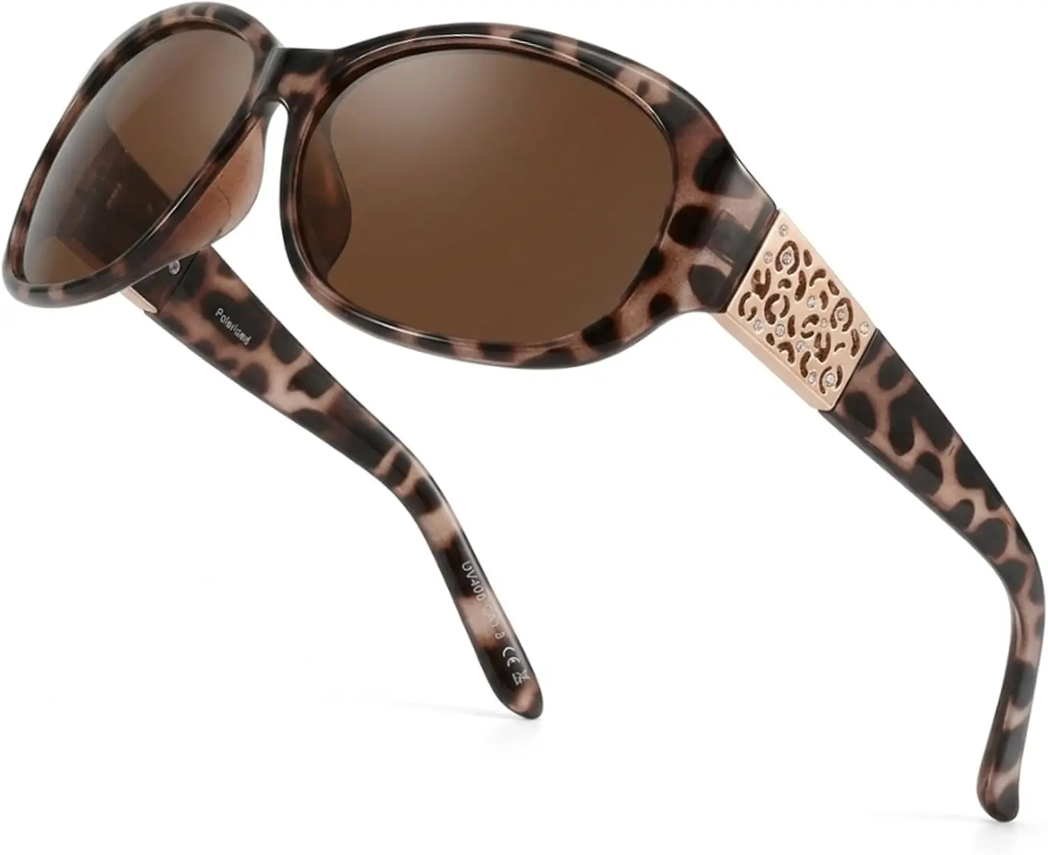 LVIOE Large Retro Polarized Sunglasses Women Wrap Around Sun Glasses UV400 Protection | Fashion Design Women's Sun Glasses Stylish Oval Shades Perfect for Driving Running Fishing Outdoor Sports Daily Wear