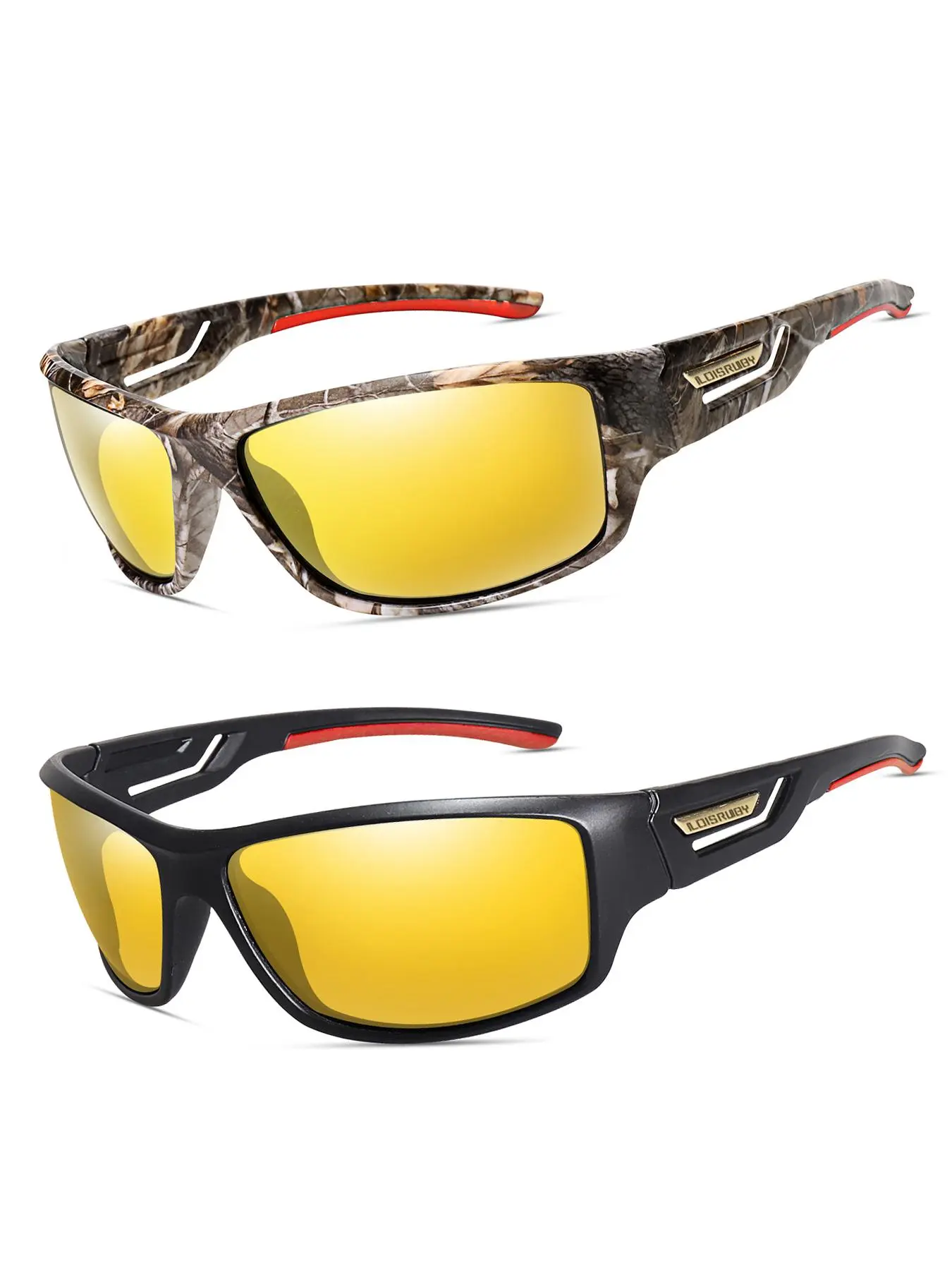 Sporty Unisex Camouflage Night Vision Sports Glasses, Sport Windproof Sunglasses for Men Women, Outdoor Sports Eyewear for Running Cycling Driving Fishing