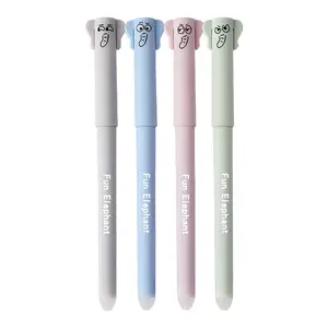 0.5mm Cute Elephant Design Erasable Pen, Fun Smooth Coloring & Drawing Pen with Eraser, Ideal for School Home and Office Use