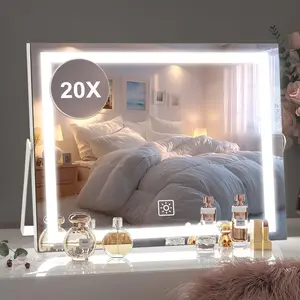 LED Lighted Makeup Mirror With Detachable 20X Magnification, Vanity Mirror with 3 Adjustable Lighting Modes, Smart Touch Control, 360° Rotation, Perfect Lighted Makeup Mirror for Women, Birthday Christmas Gifts