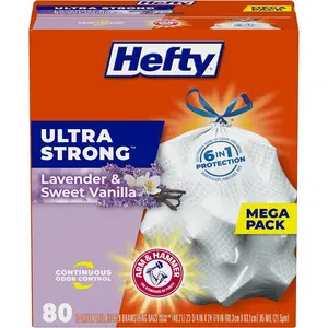 13 Gallon, 80 Count Ultra Strong Tall Kitchen Trash Bags, Lavender & Sweet Vanilla Scent