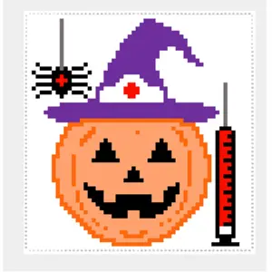 Spooky Stitch Alert! Jack-O’-Lantern Nurse Needlepoint/ Cross Stitch Printed Chart