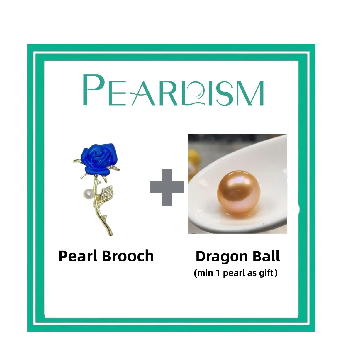 【Joey】Blue Rose Brooch + Dragon Ball Edison pearl (Min 1pc Edison pearl as gift) [Open in live ]｜Freshwater Orange Color 9-12mm pearl