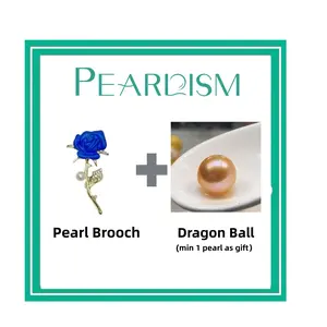 【Joey】Blue Rose Brooch + Dragon Ball Edison pearl (Min 1pc Edison pearl as gift) [Open in live ]｜Freshwater Orange Color 9-12mm pearl