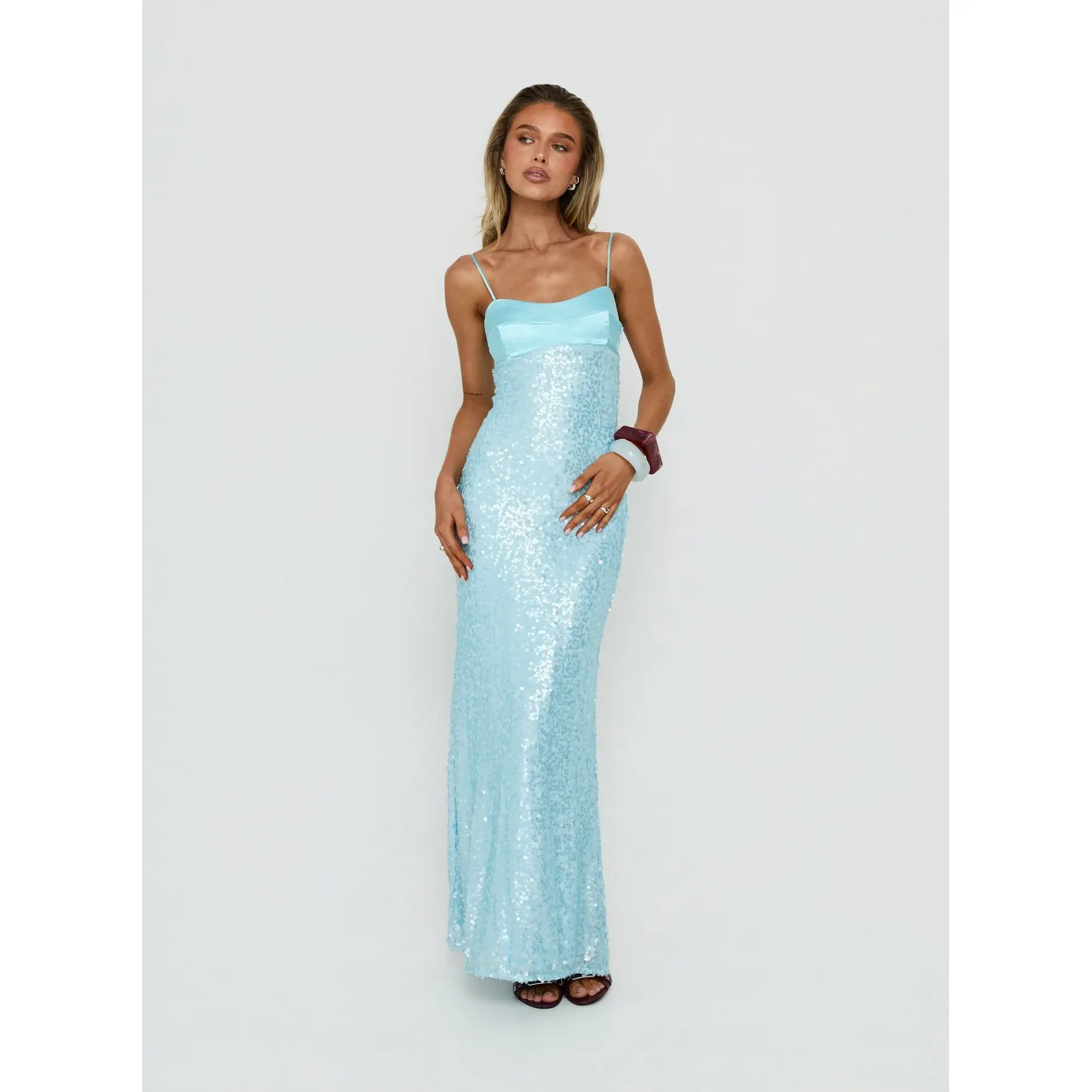 Every Lifetime Sequin Maxi Dress Baby Blue