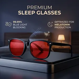 Unisex Blue Light Glasses - Classic Square Black Frame, 99.99% Blue Light Filter Red Lens for Bedtime Screen Use