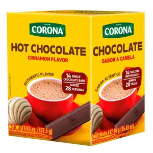 Corona Single Serve Cinnamon Hot Chocolate Bars – 14 Count – 15.43 oz (437 g) – Individually Wrapped Colombian Chocolate Tablets – Imported
