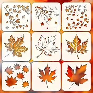 9-Piece Maple Leaf Template Set, Reusable DIY Craft Templates for Greeting Cards, Scrapbooking, Canvas Art, Wood Walls & Home Decor