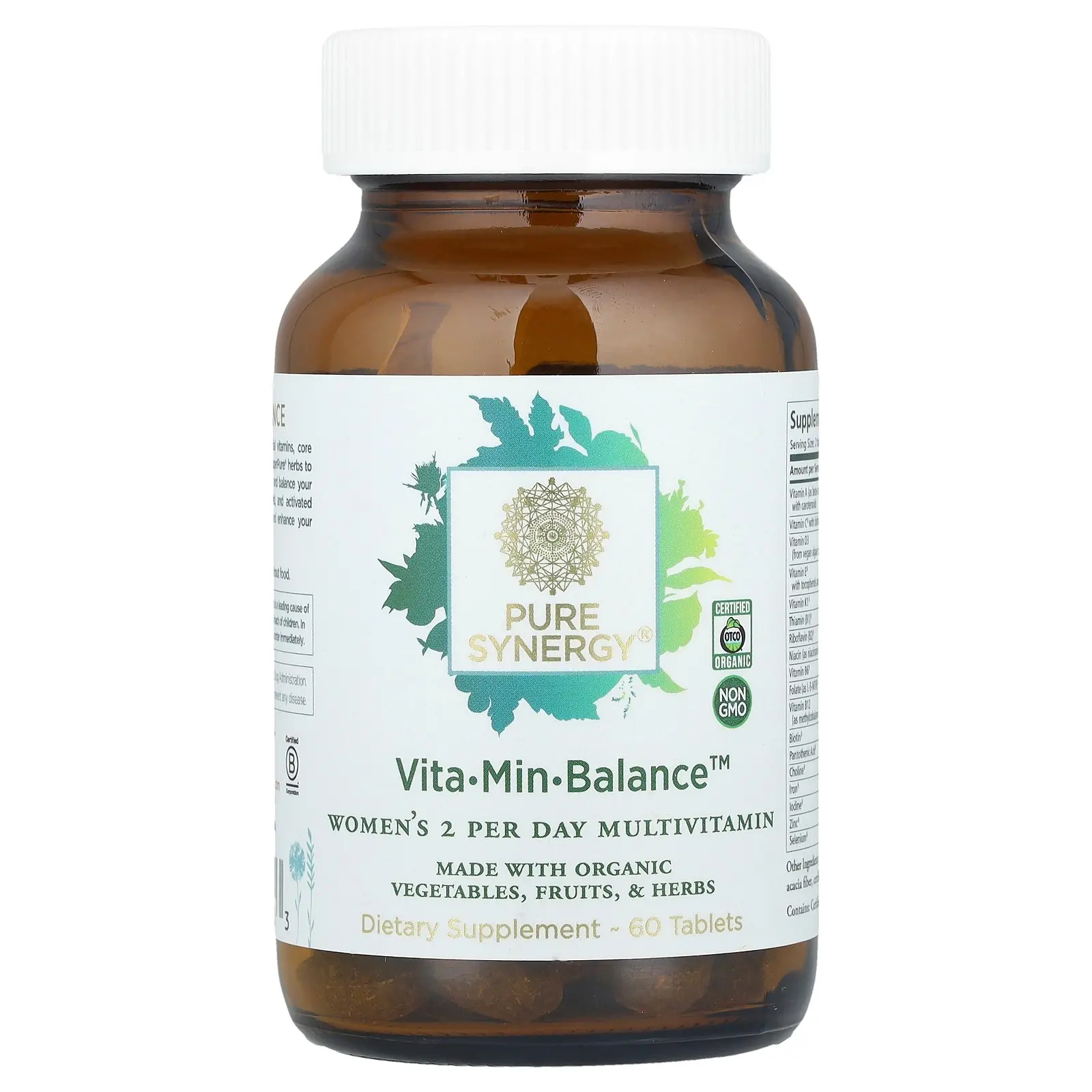 Pure Synergy Vita-Min-Balance™, Women's 2 Per Day Multivitamin, 60 Tablets