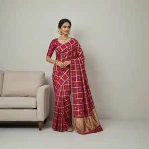 Pure Gajji Silk Saree – Maroon Saree