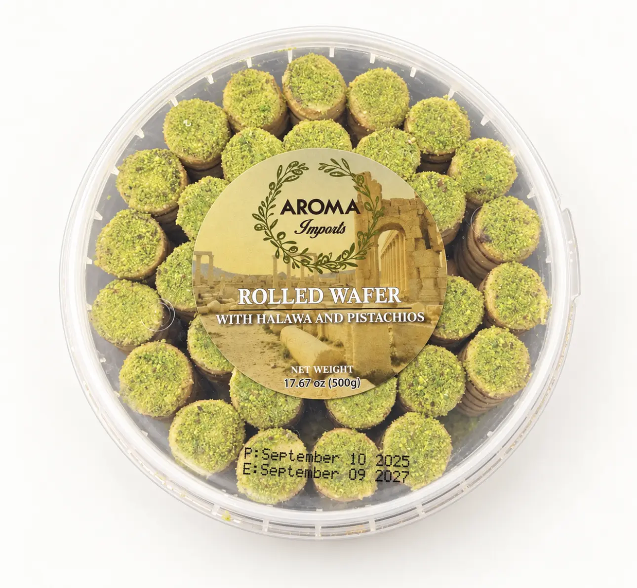 Aroma Imports Rolled Wafer with Halawa and Pistachios - 500g