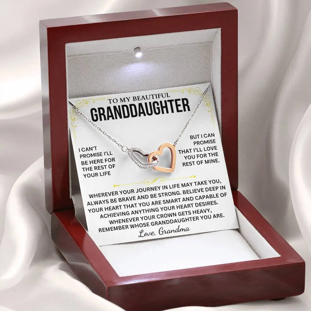 To My Granddaughter Necklace – An Interlocking Hearts Keepsake She’ll Treasure