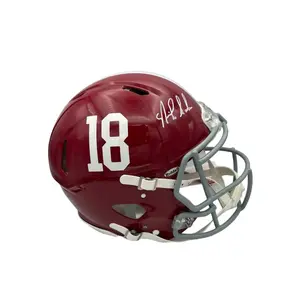 Nick Saban Autographed Alabama Riddell Full Size Crimson Authentic Helmet  - Beckett QR Code