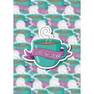 Sip 'n' Sew Mug Sticker