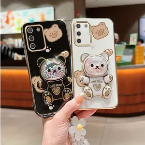 S10 Lite Fashion Series Fashion Strap Lanyard Smartphone Holder Case For Compatible With Samsung Galaxy S10 Lite PC Cover and Protective Protection Impact Resistant Cute Lovely Bear Style Protector Cases Casing