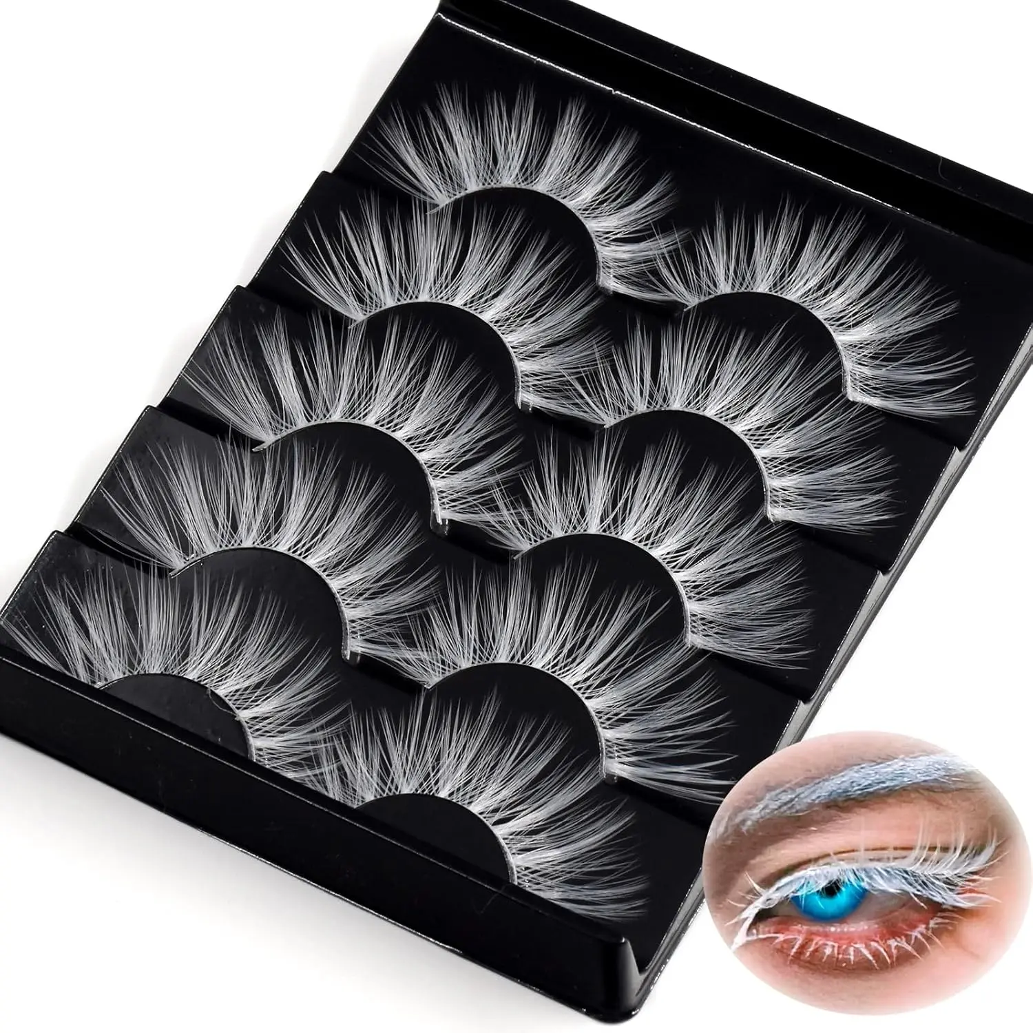 Halloween Colorful Wispy Fluffy False Lashes Extension Natural Cosplay Tools Beautful Ice Makeup Looking Cosplay Comic Con Party Eye Lashes