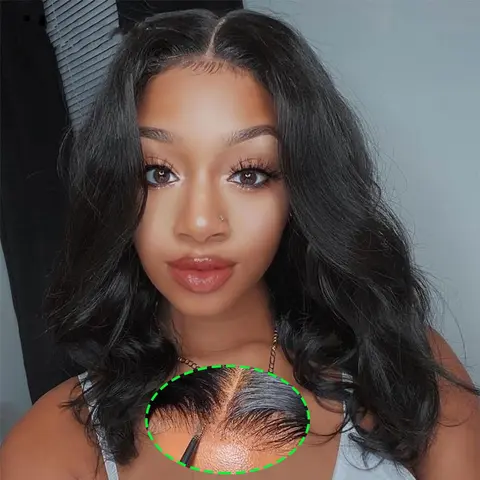 Bling Hair Women's Body Wave Remy Human Natural Hair Glueless Wig - 6x4 & 5x7 Pre-Plucked Lace Closure Ready-To-Go Glueless Black Wig