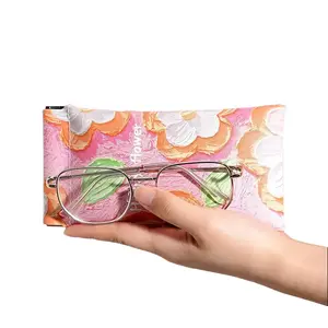 High-End Oil Painting Style Leather Eyeglass Case - Automatic Closing, Waterproof, Pressure-Resistant, Lightweight Portable Eyeglass Pouch for Women's Luggage & Bag Accessories outdoorfun Insert