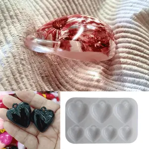 Silicone DIY Resin Casting Molds, Cuboid Heart Shape, with Hole, Mirror Finish, Polished Look, for Handmade Jewelry Making