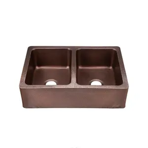 33 Inch Copper Double Bowl Apron Farmhouse Sink farmhouse sink