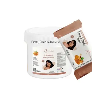 BYENBLAN Turmeric Lemon Body Care Multi-Pack - Handmade Body Cream & Soap Set, Natural-Ingredient Moisturizing Formula, Carrot-Infused Hydrator, Daily Skin Repair, 7-Day Brightening Results