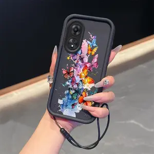 A58 5G colorful butterfly suit lanyard phone Case For OPPOA58 5G with TPU shock proof design perfect for popular